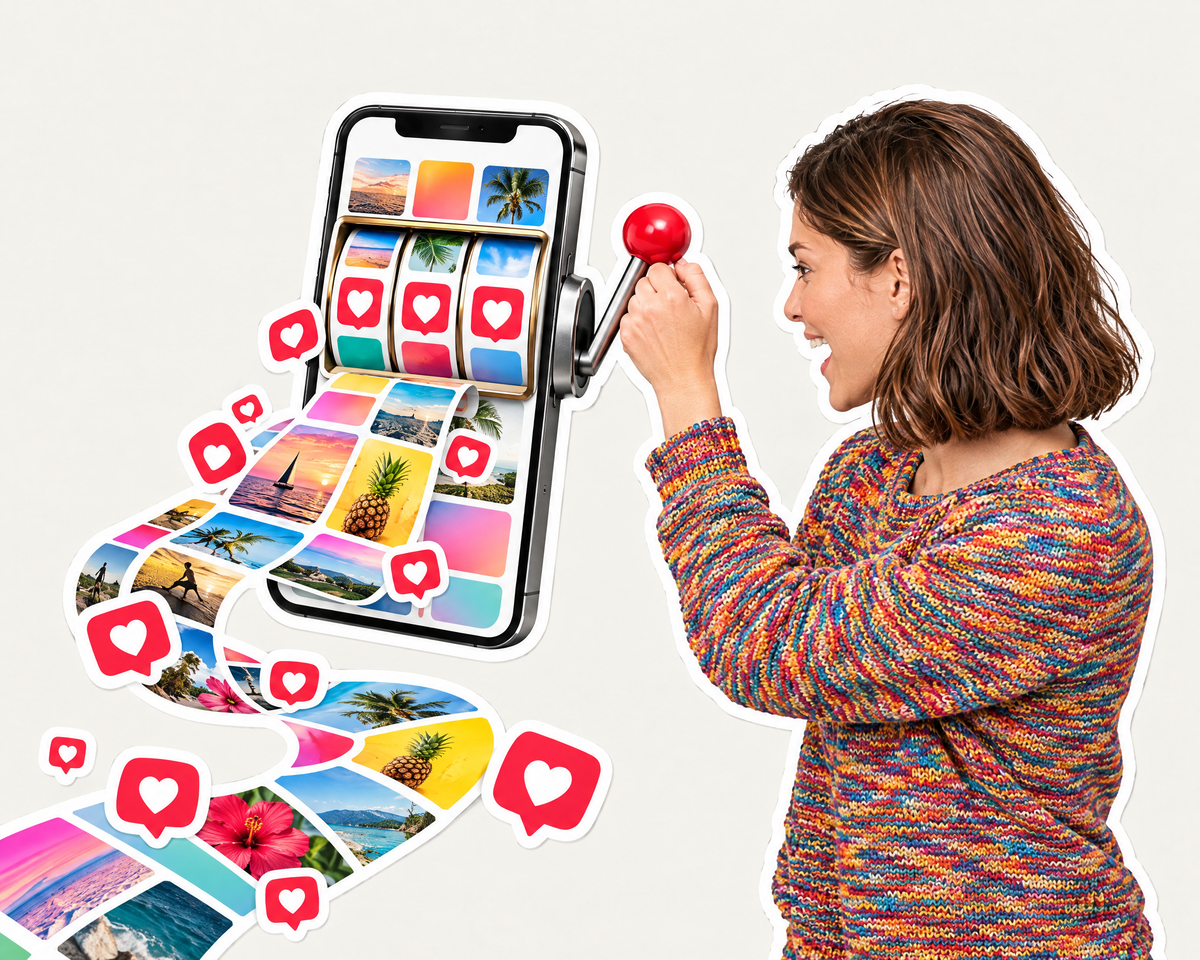 Telefoon als gokkast met een eindeloze feed